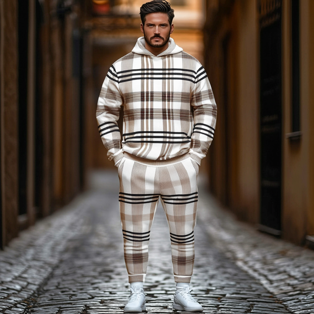 Men's  perfect fit casual  long sleeve sports suit hoodies jacket set two piece set