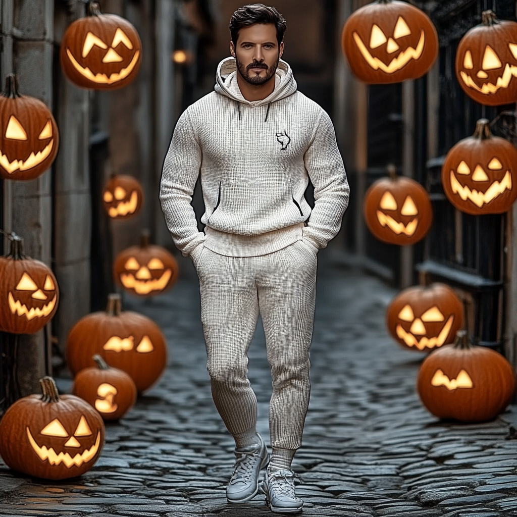 Men's  perfect fit casual  long sleeve sports suit hoodies jacket set two piece set