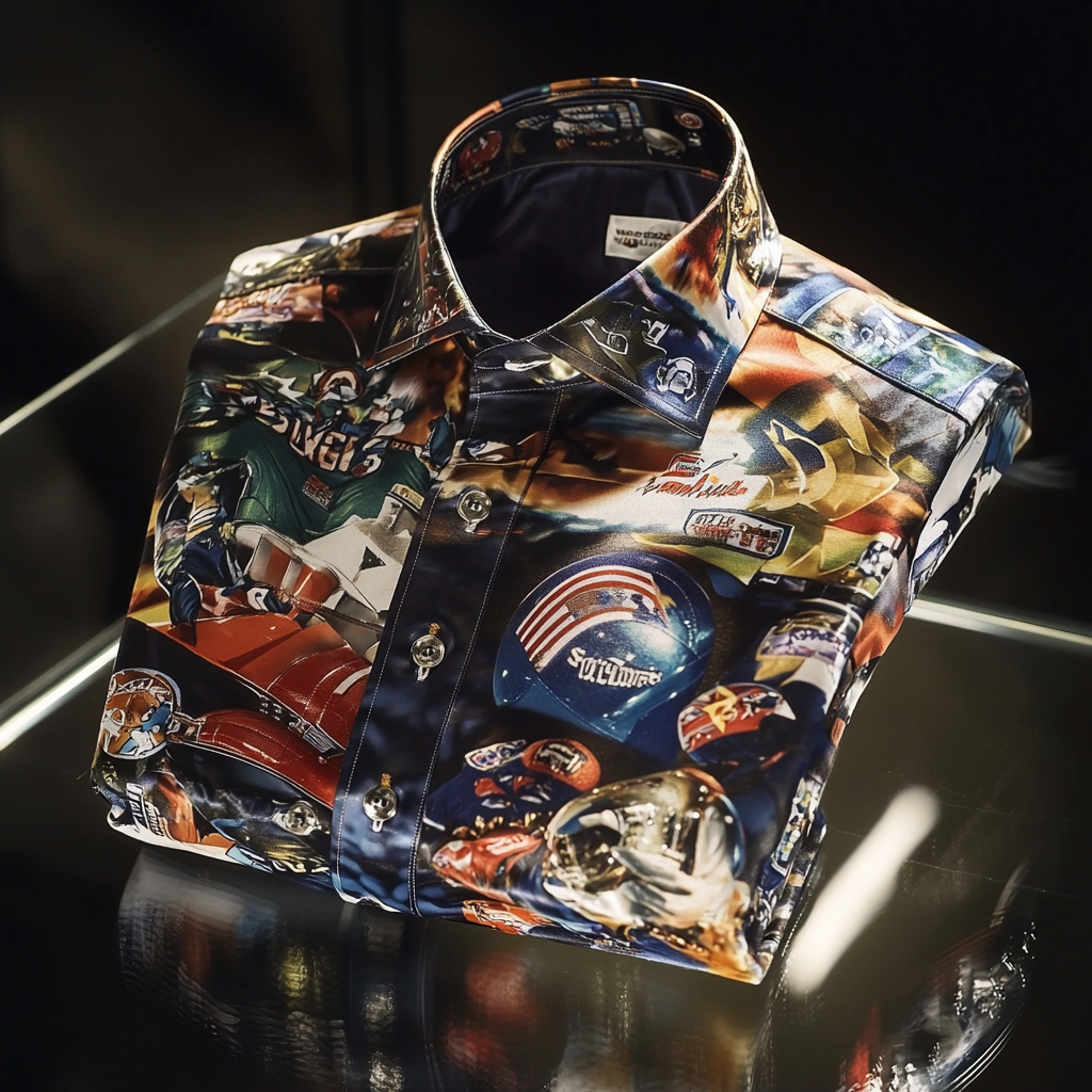 Perfect Fit Comfortable Luxurious Super Bowl Exclusive Design Pattern Casual vacation Long Sleeve Shirt