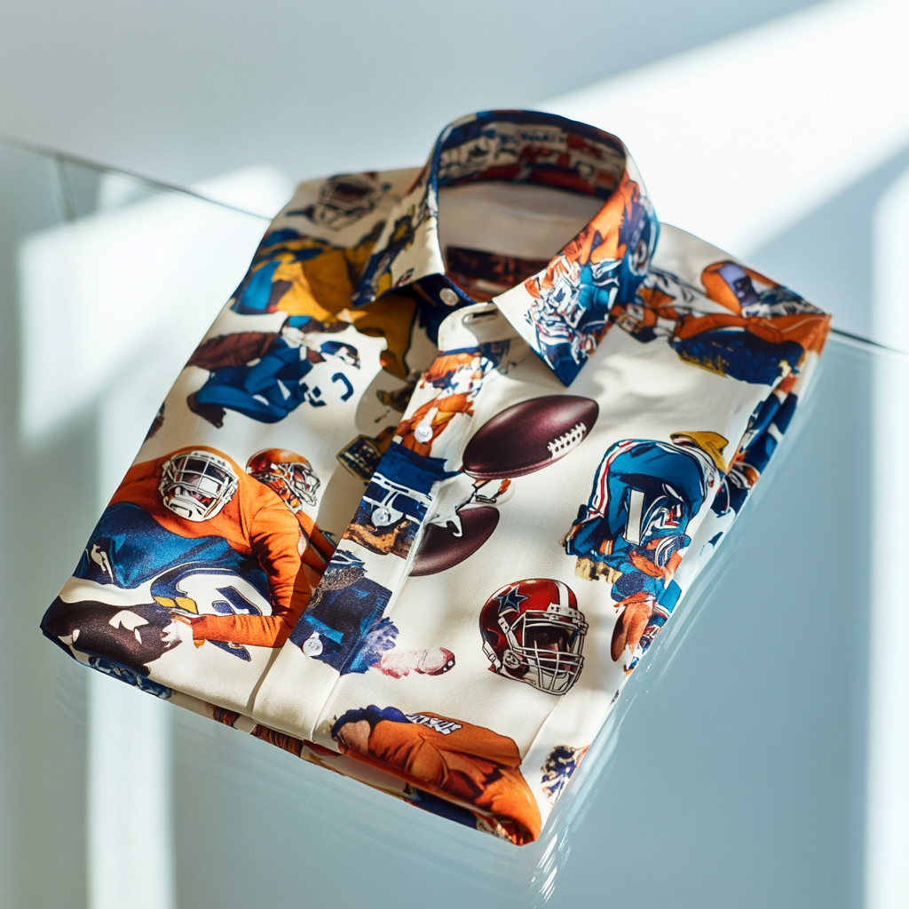 Perfect Fit Comfortable Luxurious Super Bowl Exclusive Design Pattern Casual vacation Long Sleeve Shirt