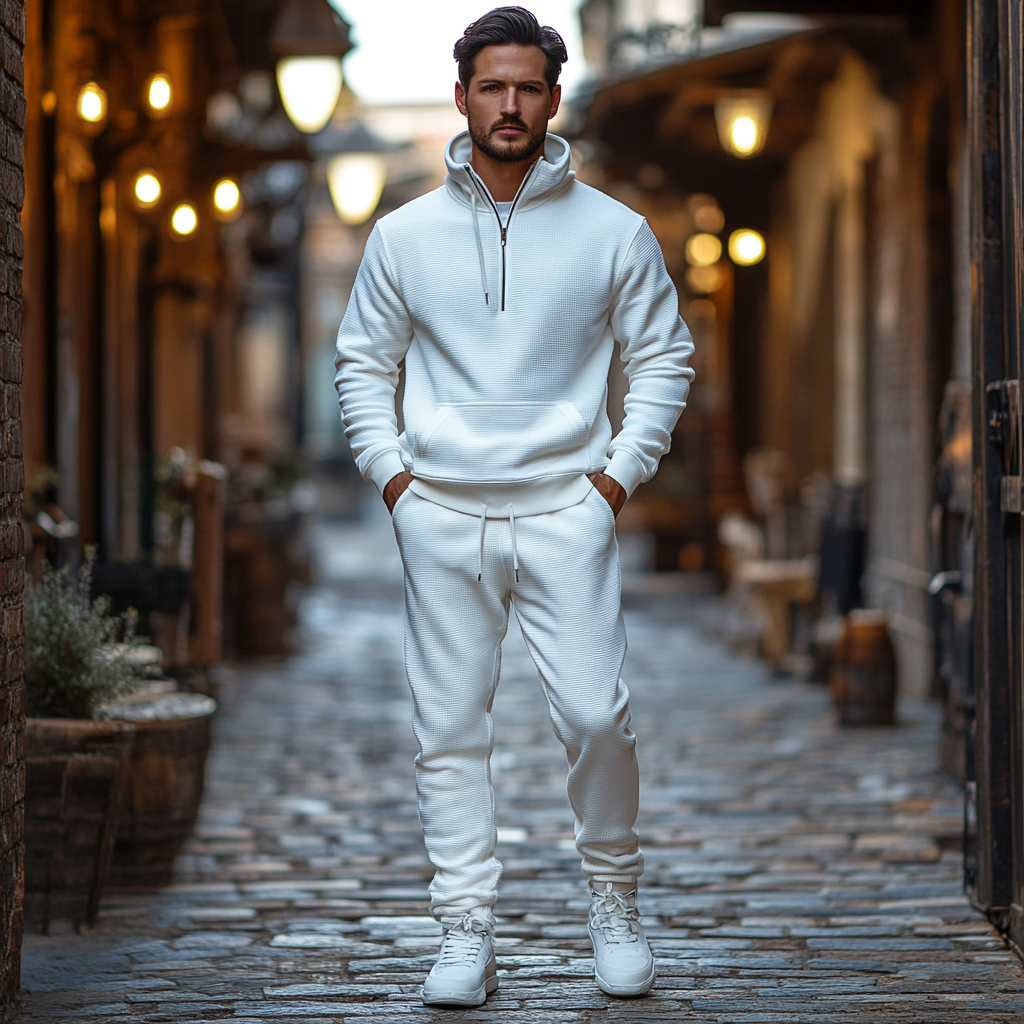 Men's  perfect fit casual  long sleeve sports suit hoodies jacket set two piece set