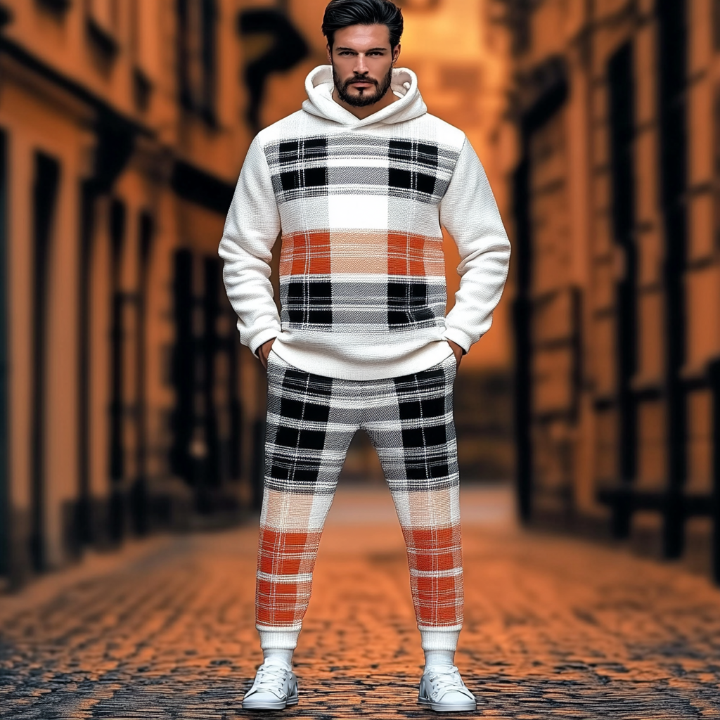 Men's  perfect fit casual  long sleeve sports suit hoodies jacket set two piece set