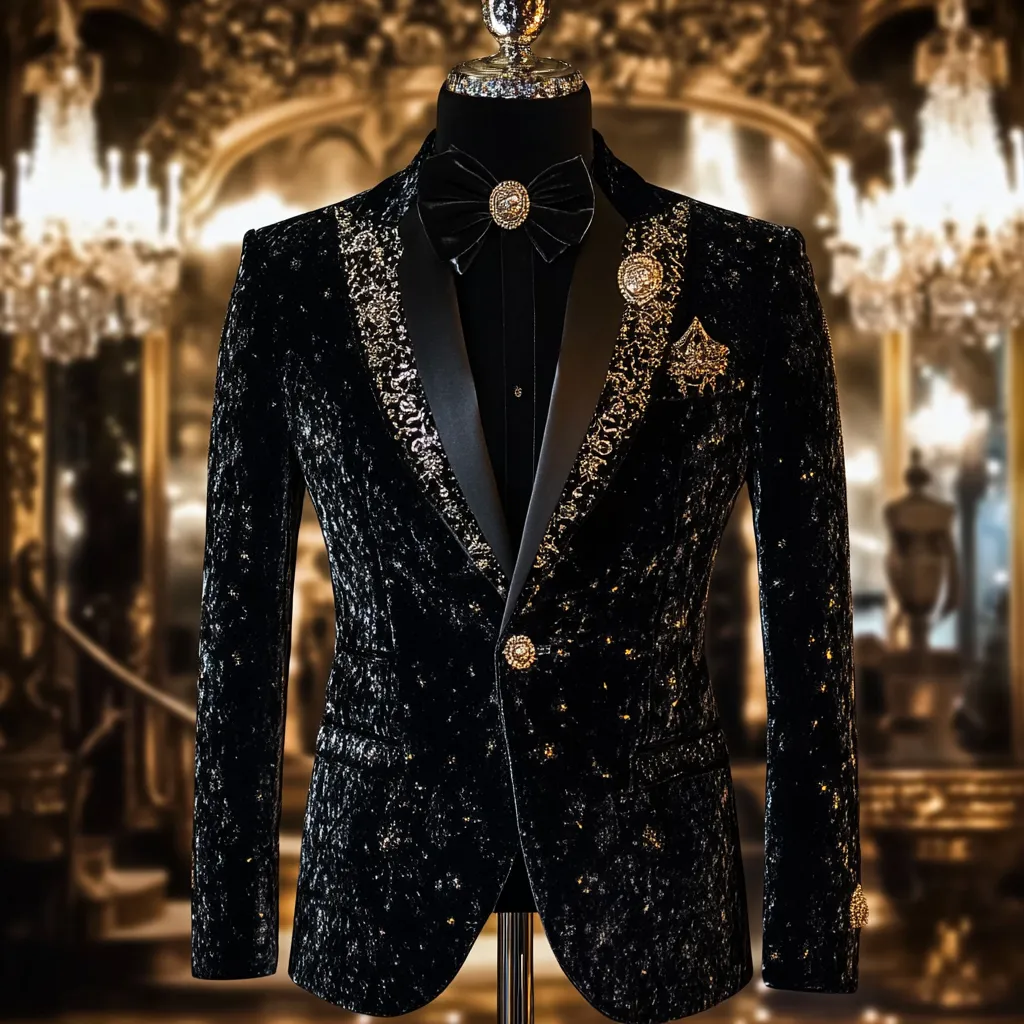 Men's Luxury Embroidery  Business Casual Fashion Blazer Jacket Suit  Jacke Anzug