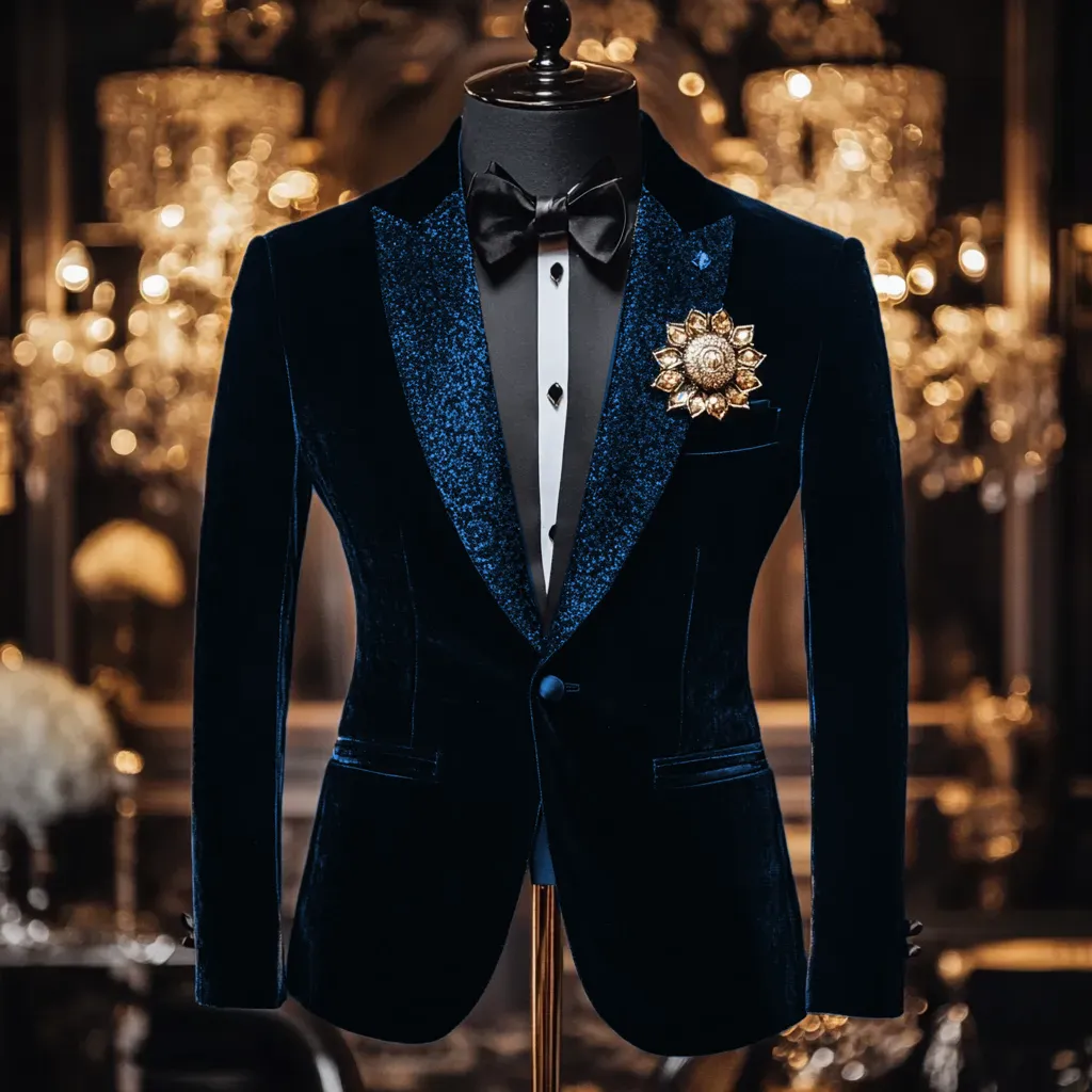 Men's Luxury Embroidery  Business Casual Fashion Blazer Jacket Suit  Jacke Anzug