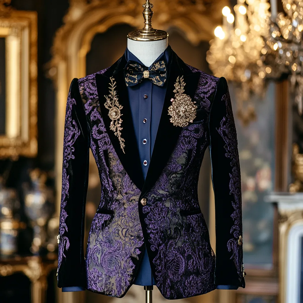 Men's Luxury Embroidery  Business Casual Fashion Blazer Jacket Suit  Jacke Anzug