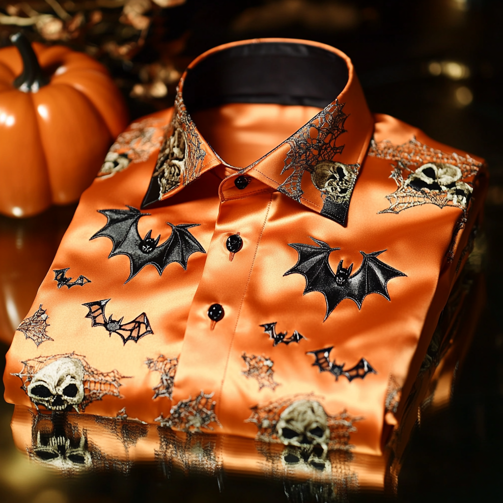 High-Quality Silk Halloween-Themed  long sleeve shirt