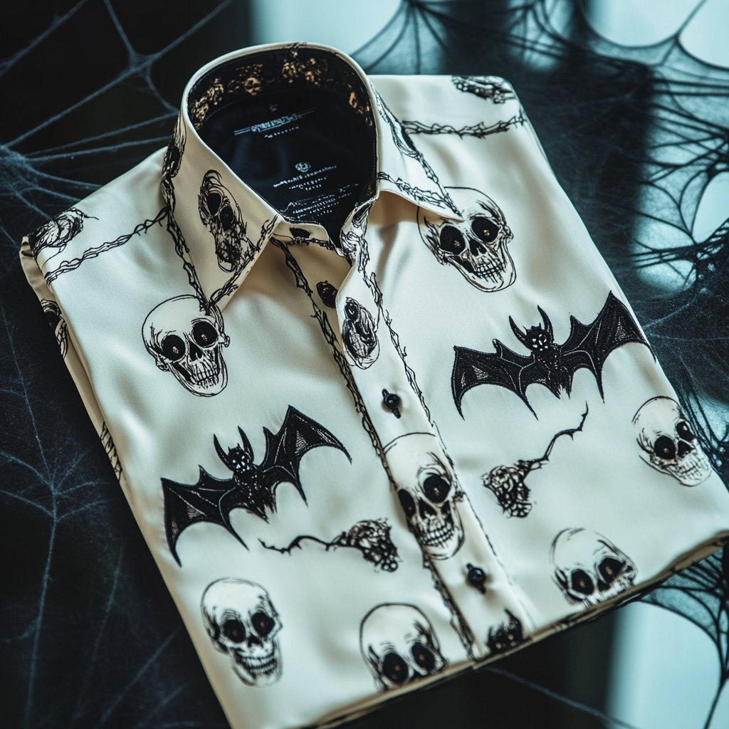 High-Quality Silk Halloween-Themed  long sleeve shirt