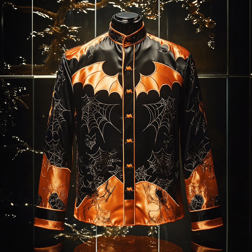 High-Quality Silk Halloween-Themed  long sleeve shirt