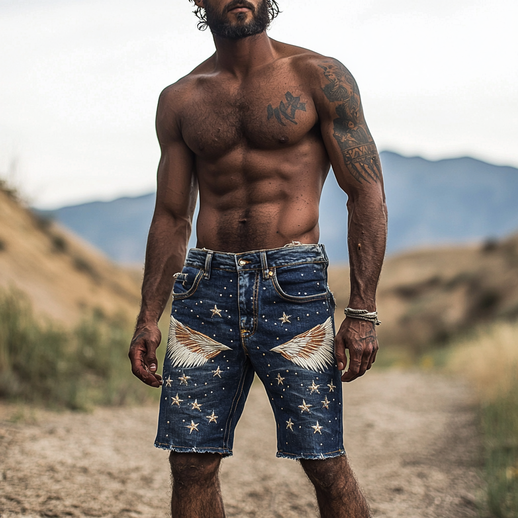 2025 American flag casual vacations shorts jeans 