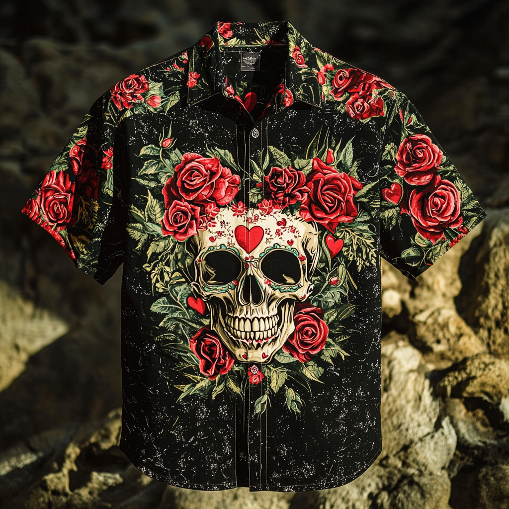 Valentine's Day themed washed distressed short sleeve shirt