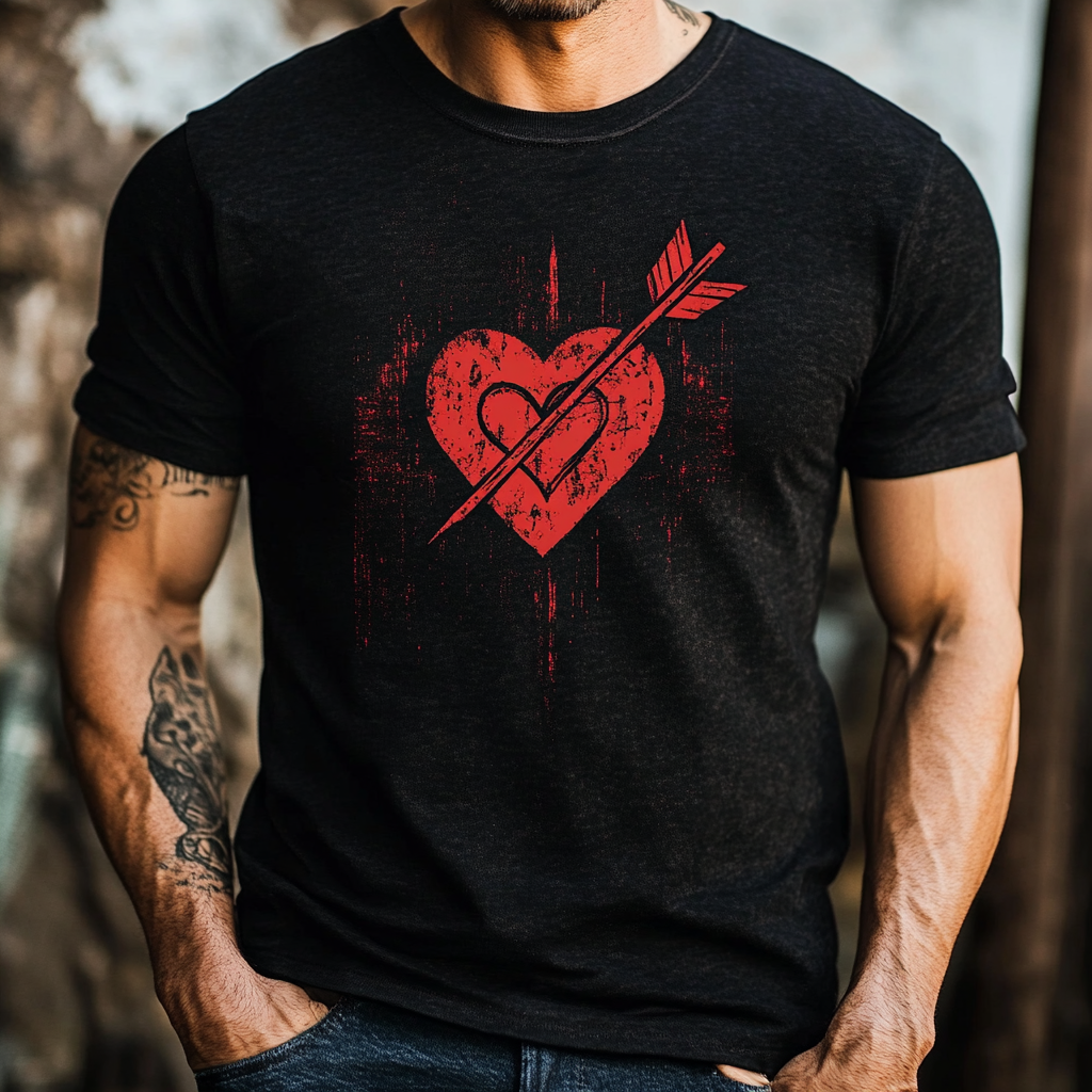 Valentine's Day themed washed distressed short sleeve t-shirt