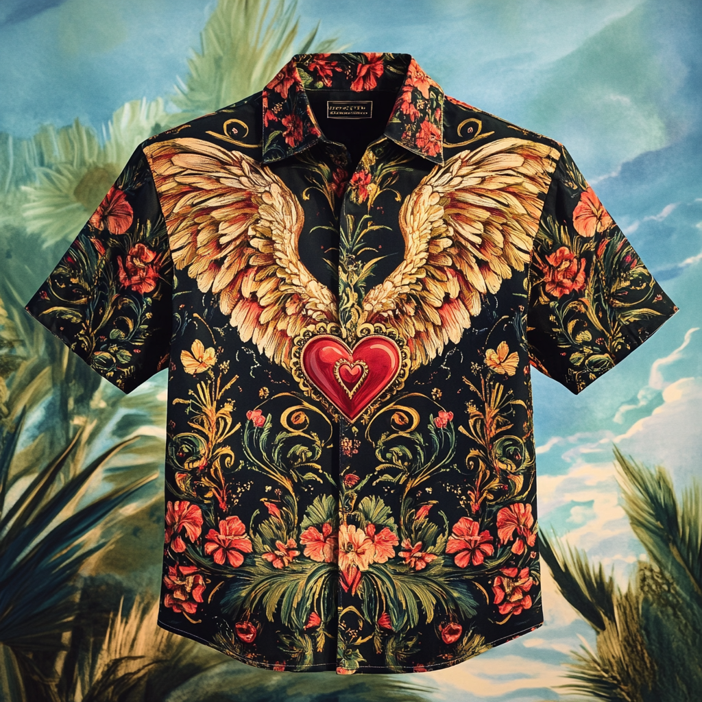 Valentine's Day themed washed distressed short sleeve shirt