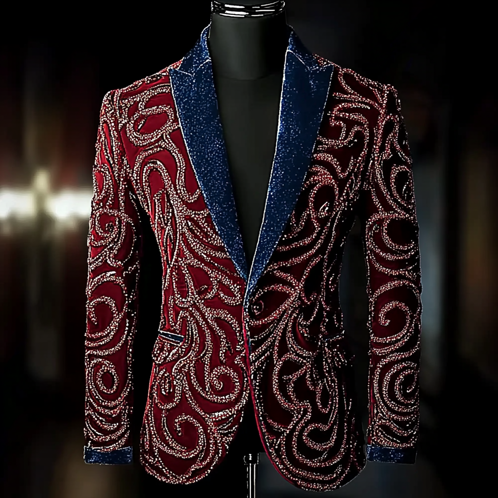 Men's Luxury Embroidery  Business Casual Fashion Blazer Jacket Suit