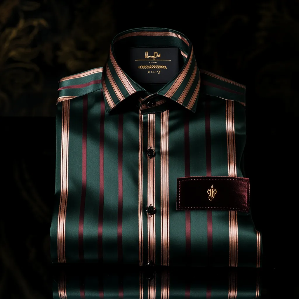 High Elasticity Soft Unique Men's Satin Luxe Print Short Sleeve Button Shirt