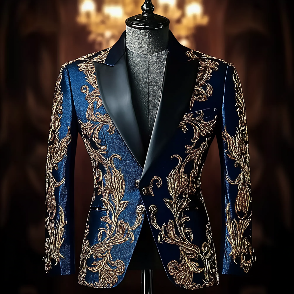 Men's Luxury Embroidery  Business Casual Fashion Blazer Jacket Suit