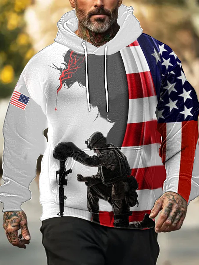 Men's Western Retro Faith Casual Art Hoodie