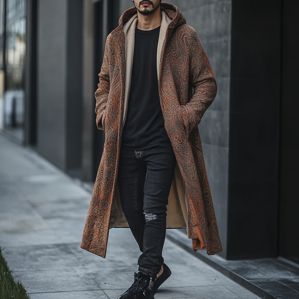 Men's Winter Fashion  Business Casual  Vacation Hooded Jacket Coat 