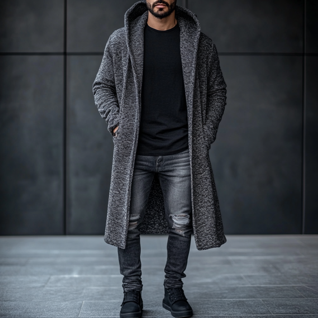 Men's Winter Fashion  Business Casual  Vacation Hooded Jacket Coat 