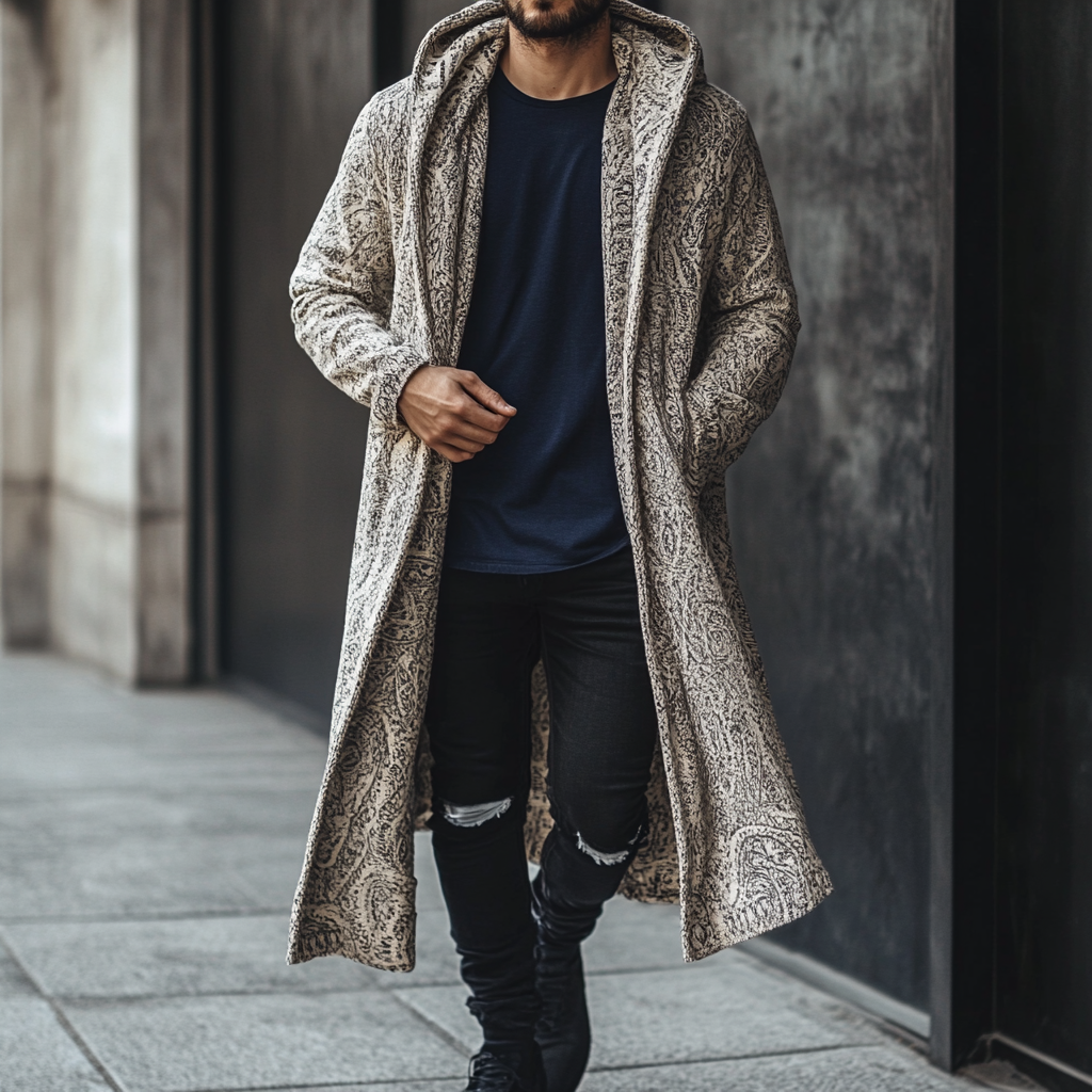 Men's Winter Fashion  Business Casual  Vacation Hooded Jacket Coat 