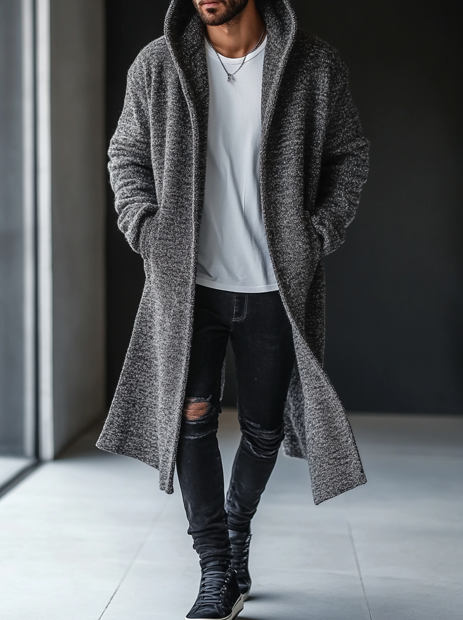 Men's Winter Fashion  Business Casual  Vacation Hooded Jacket Coat 