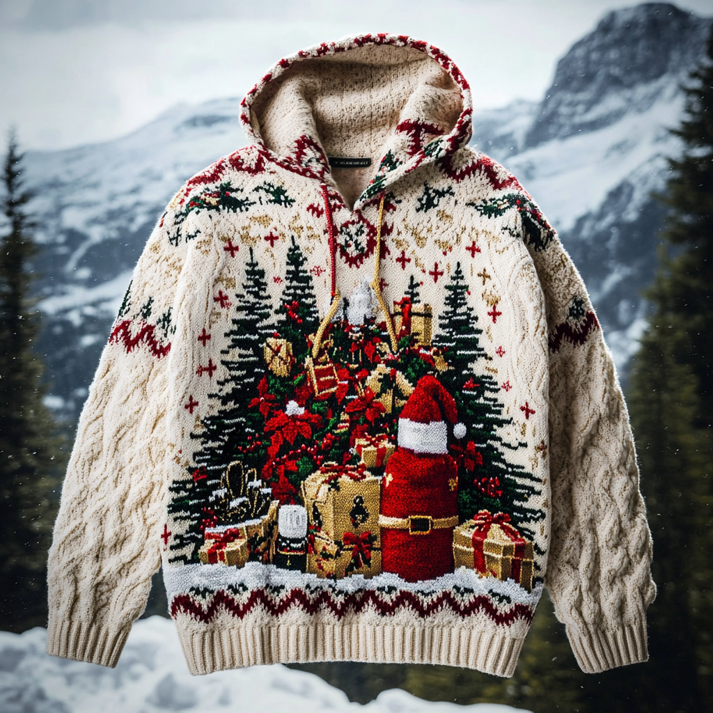 Christmas fashion luxury outdoor vacation casual knitting hooded sweater sweatshirt jacket coat