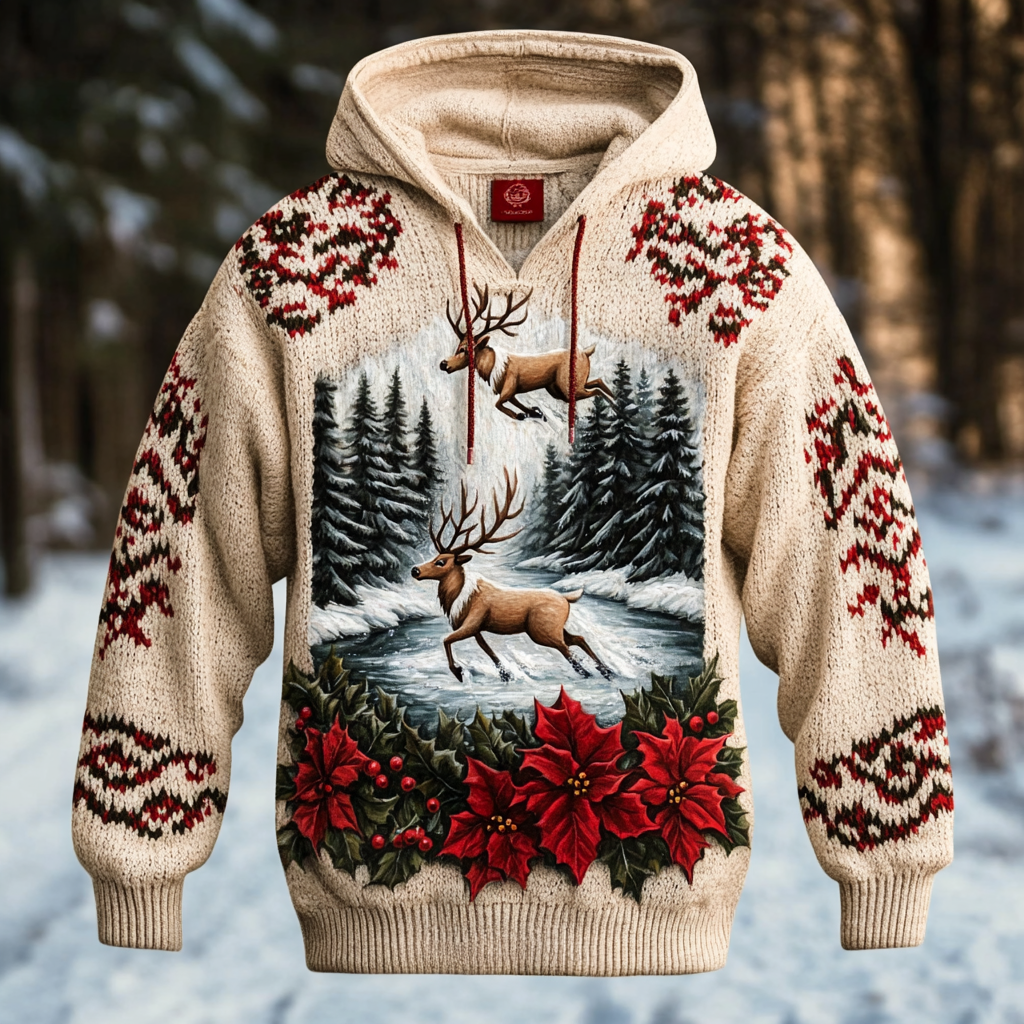 Christmas fashion luxury outdoor vacation casual knitting hooded sweater sweatshirt jacket coat