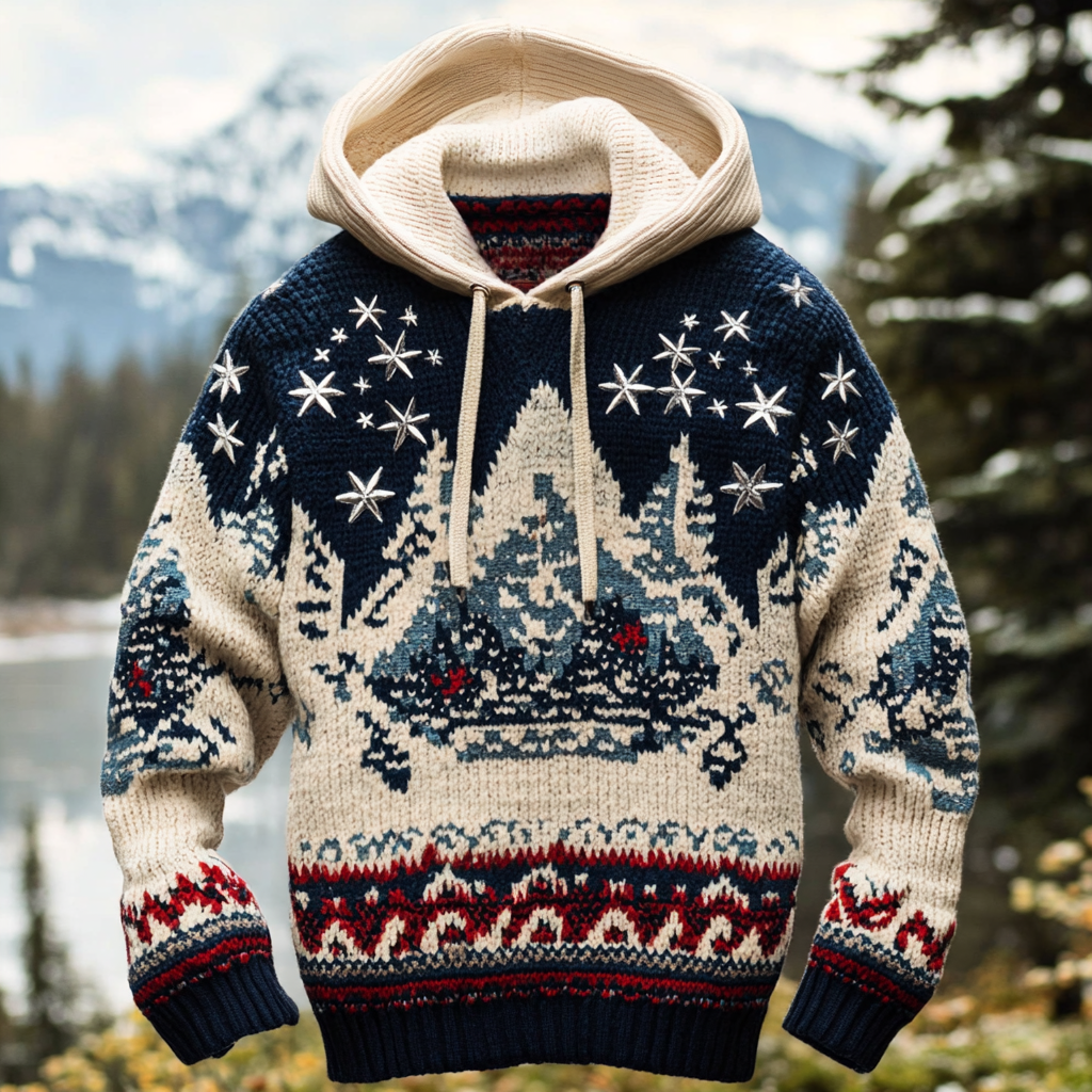 Men fashion luxury outdoor vacation casual knitting hooded sweater sweatshirt jacket coat