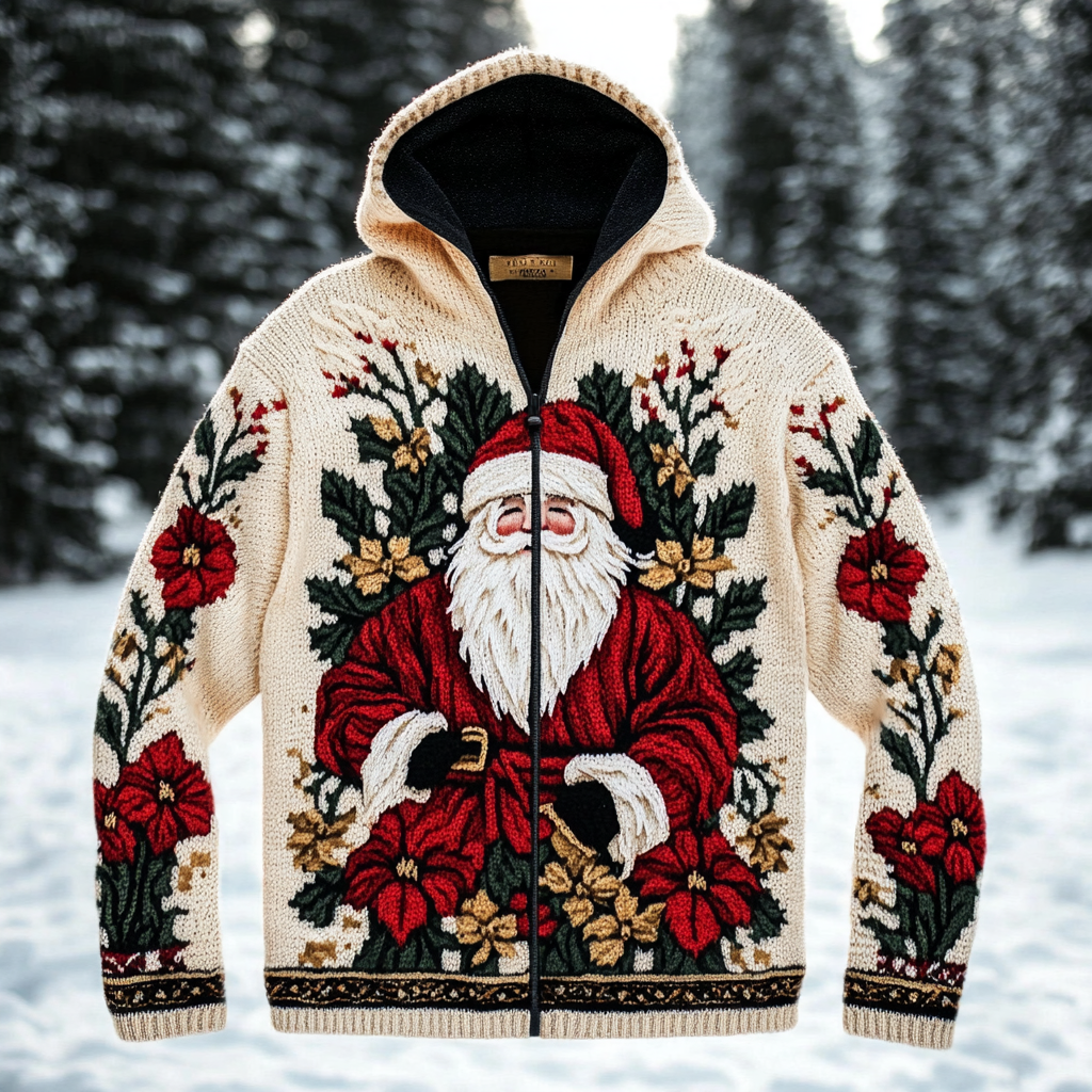 Christmas fashion luxury outdoor vacation casual knitting hooded sweater sweatshirt jacket coat