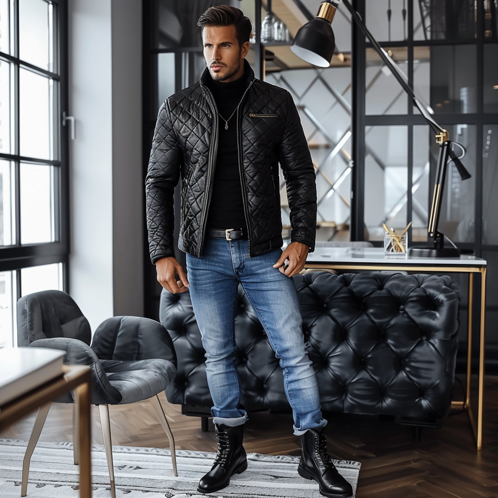 Men Ultimate Comfort Quilted Jacket Premium Insulation and Modern Design Business leisure vacation  jacket coat 