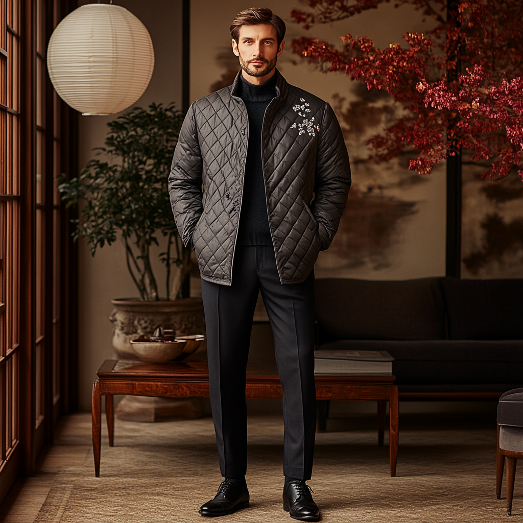 Men Ultimate Comfort Quilted Jacket Premium Insulation and Modern Design Business leisure vacation  jacket coat 