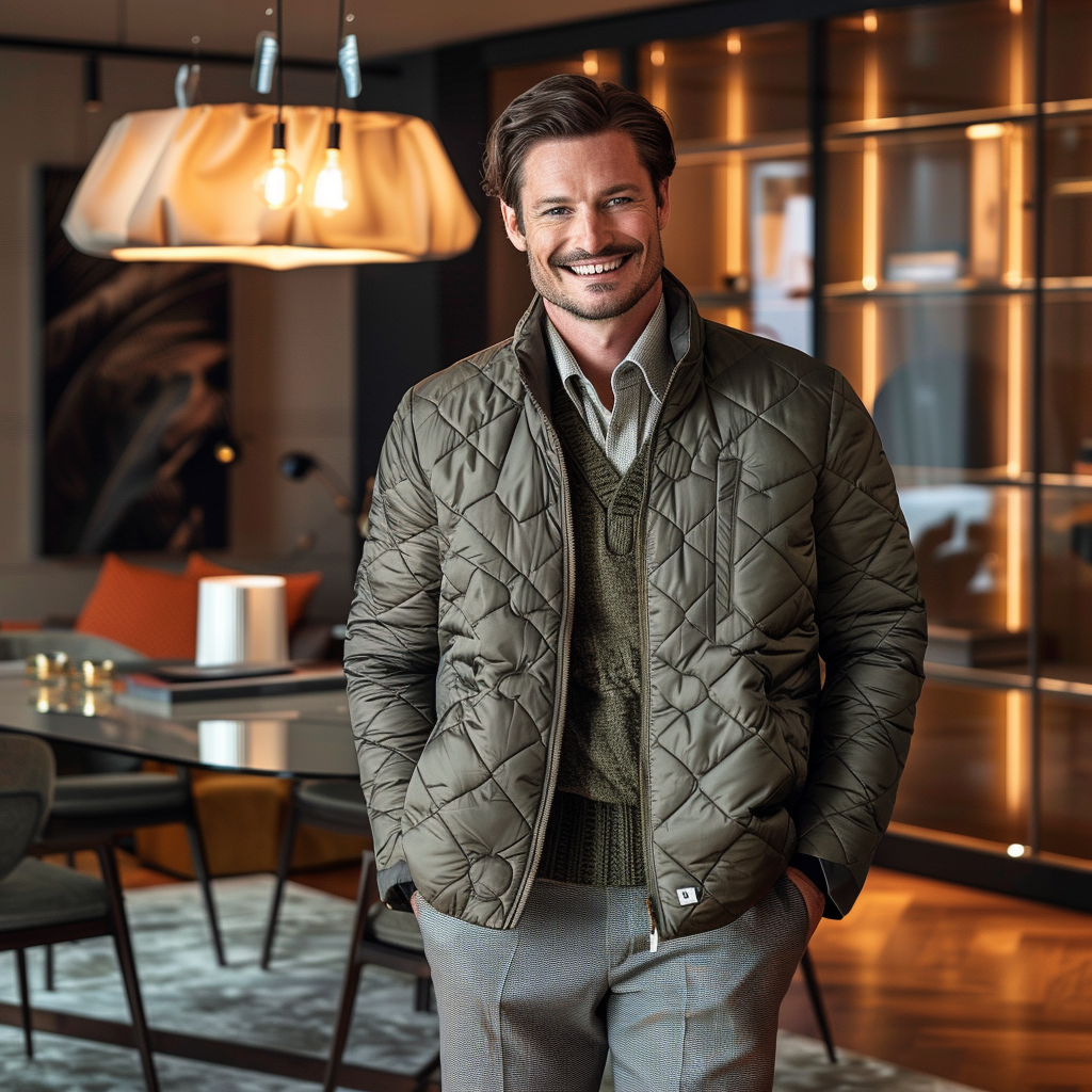 Men Ultimate Comfort Quilted Jacket Premium Insulation and Modern Design Business leisure vacation  jacket coat 