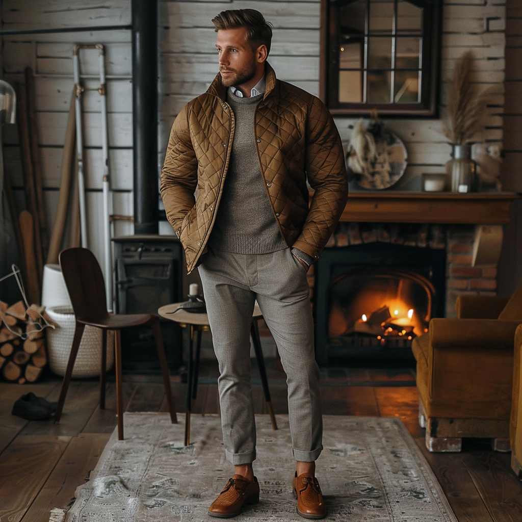 Men Ultimate Comfort Quilted Jacket Premium Insulation and Modern Design Business leisure vacation  jacket coat 