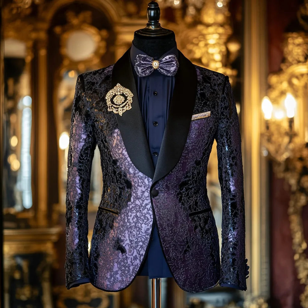 Men's Luxury Embroidery  Business Casual Fashion Blazer Jacket Suit  Jacke Anzug