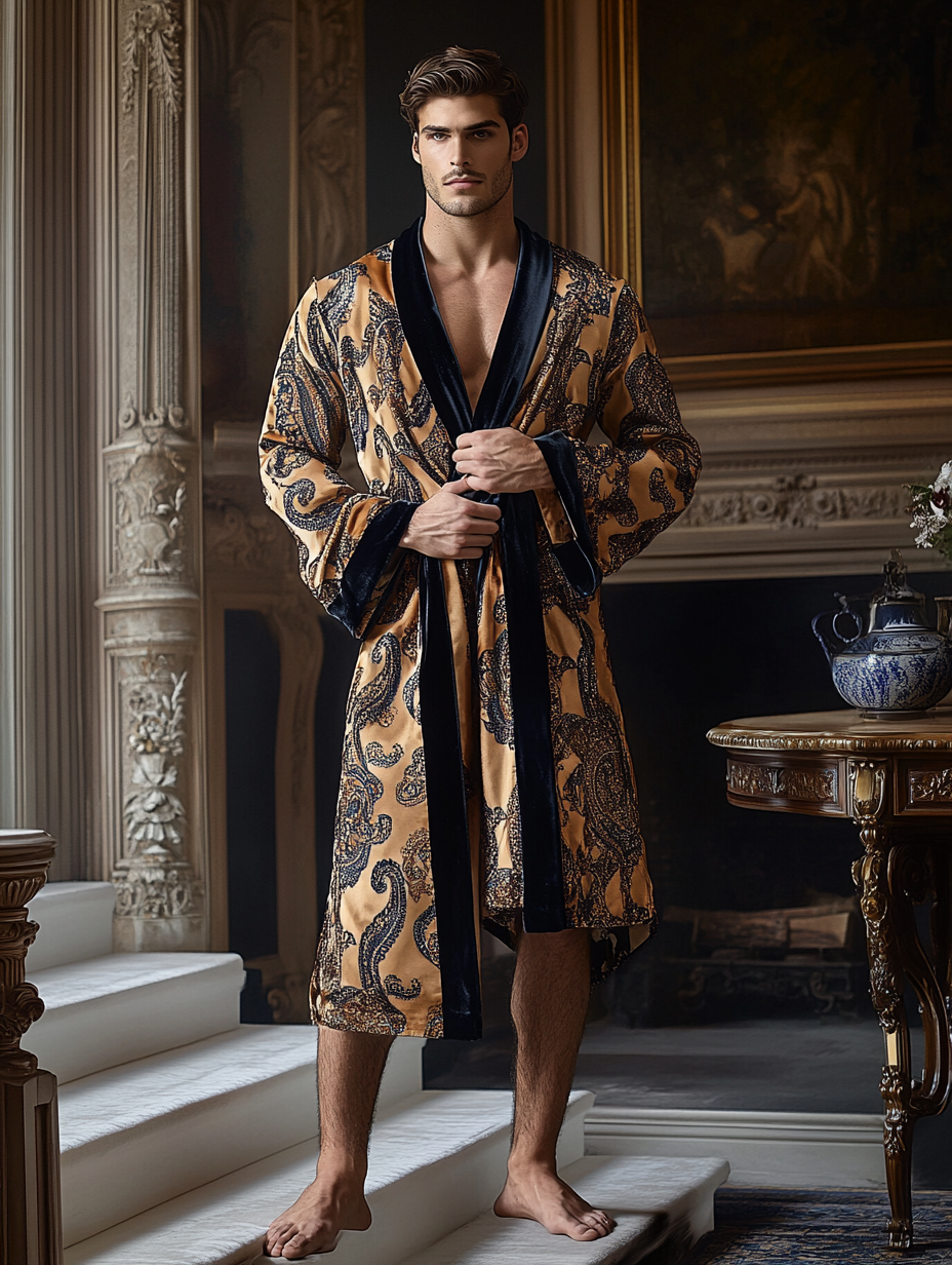 Men's Batik Robe  Royal Luxury Pajamas