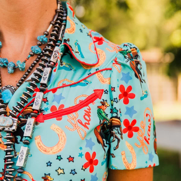 Pearl Snap Western Print Top