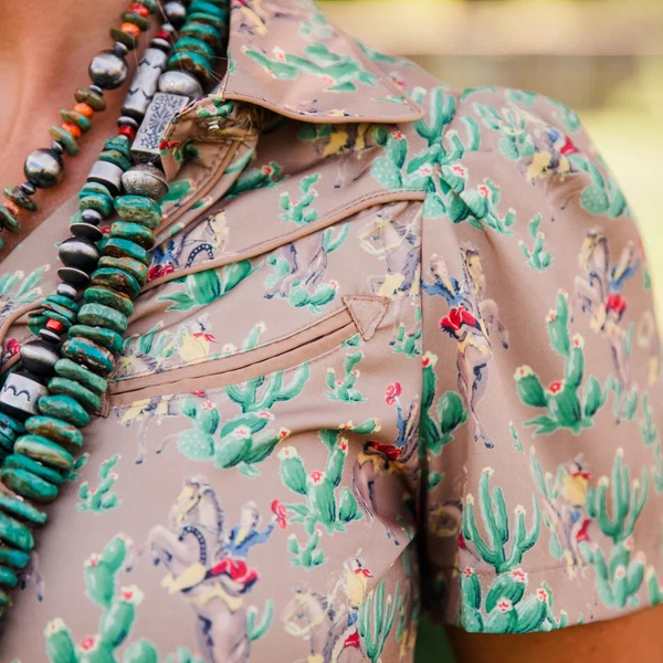 Pearl Snap Western Print Top