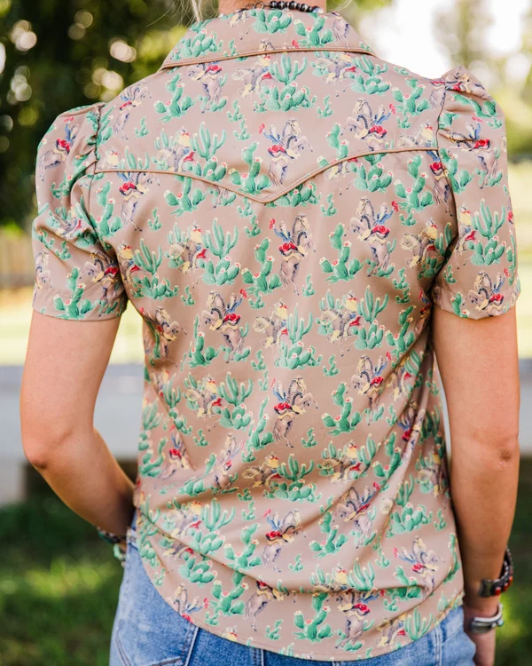 Pearl Snap Western Print Top