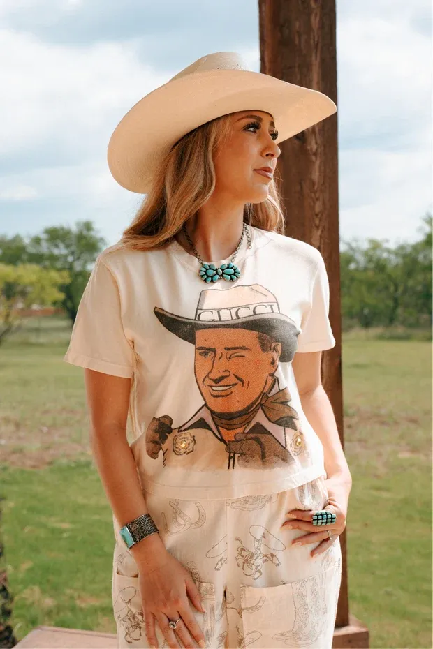 Designer Cowboy Cropped Tee