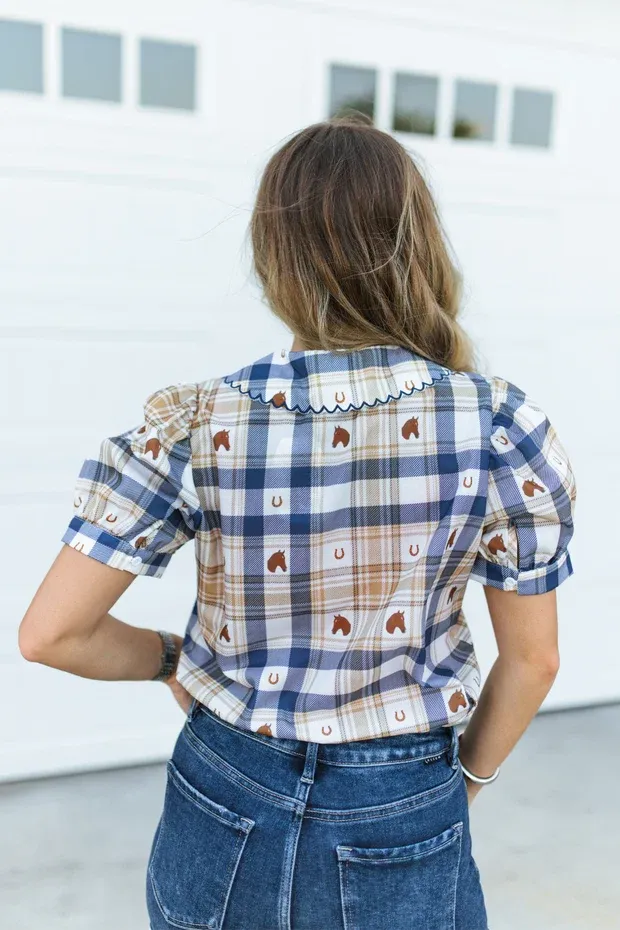 Blue Ribbon Plaid Blouse