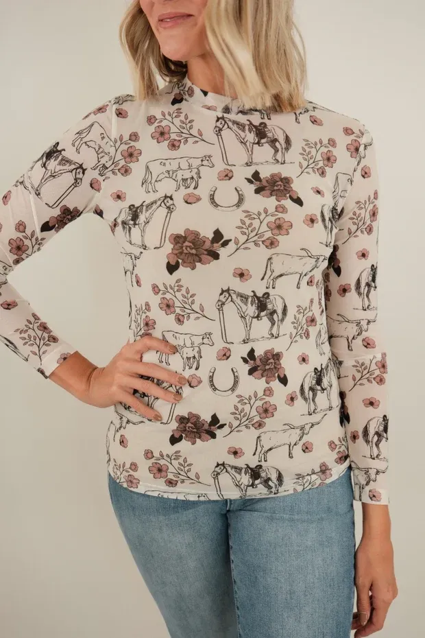 Meadow Bloom Mesh Top