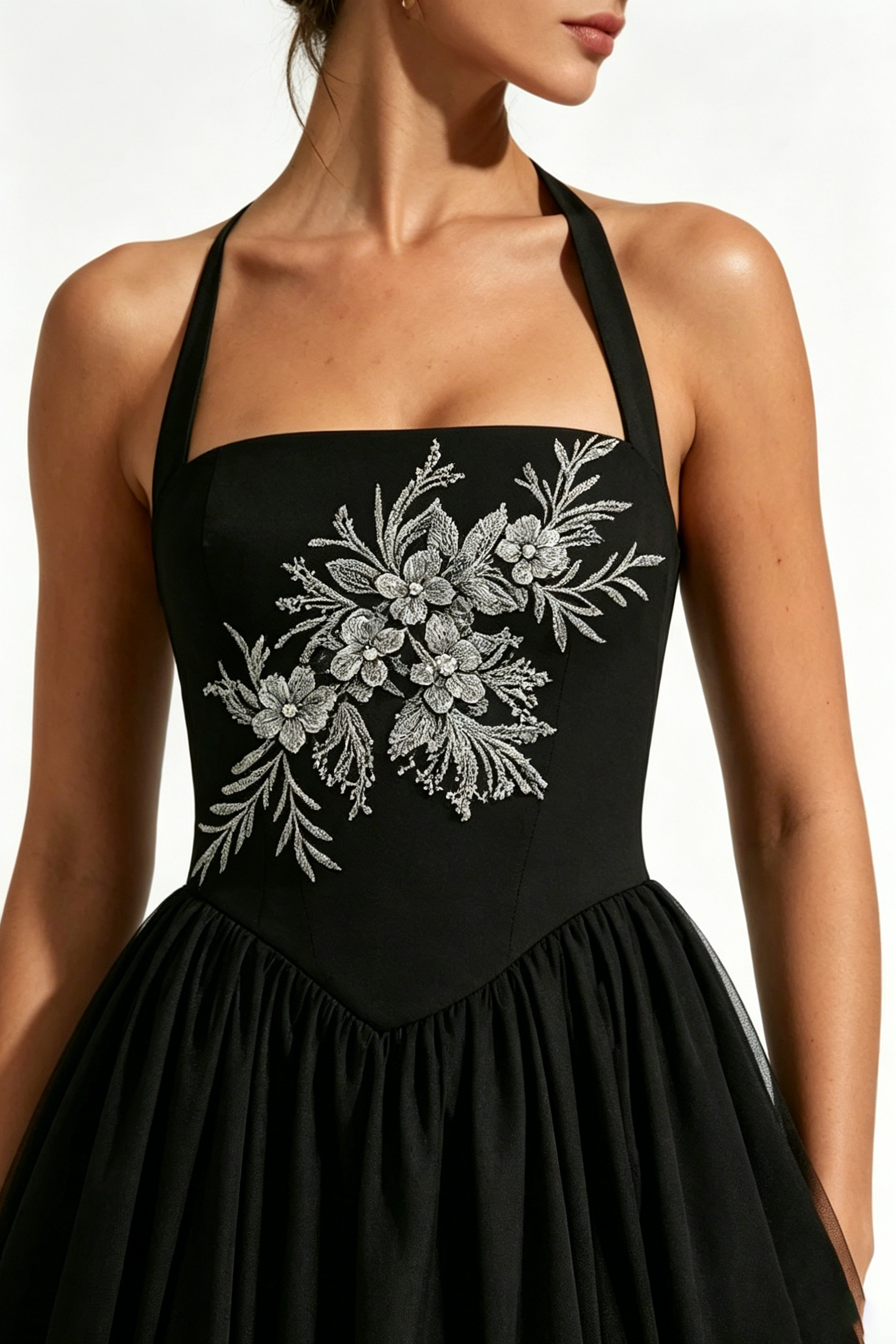 Embroidery Cressida Midi Dress - Black