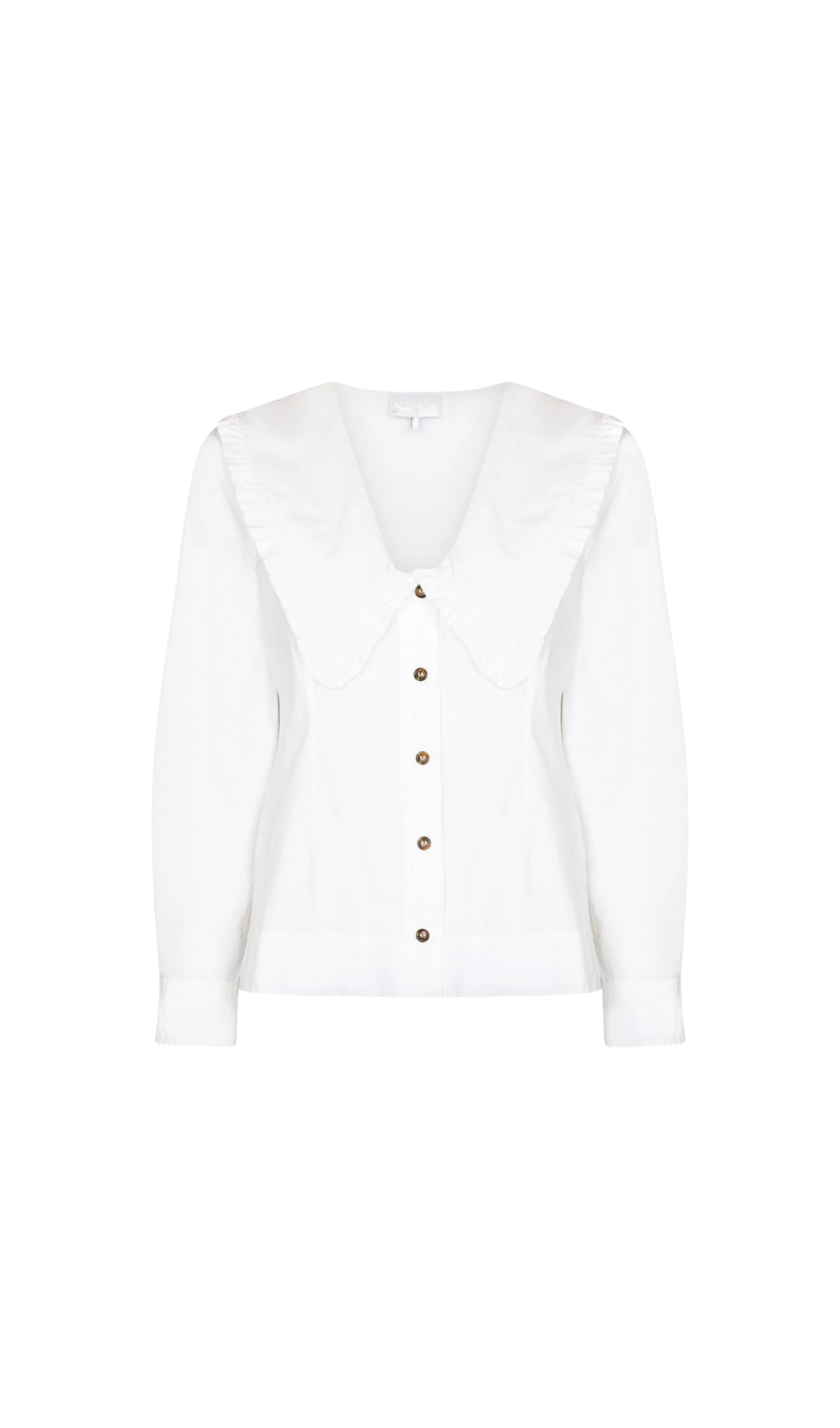 WHITE OVERSIZED COLLAR COTTON BLOUSE-Ownci