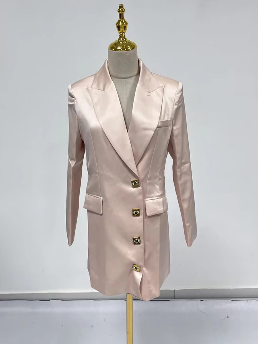 BREENDA ASYMMETRIC CLOSURE BLAZER IN PALE PINK