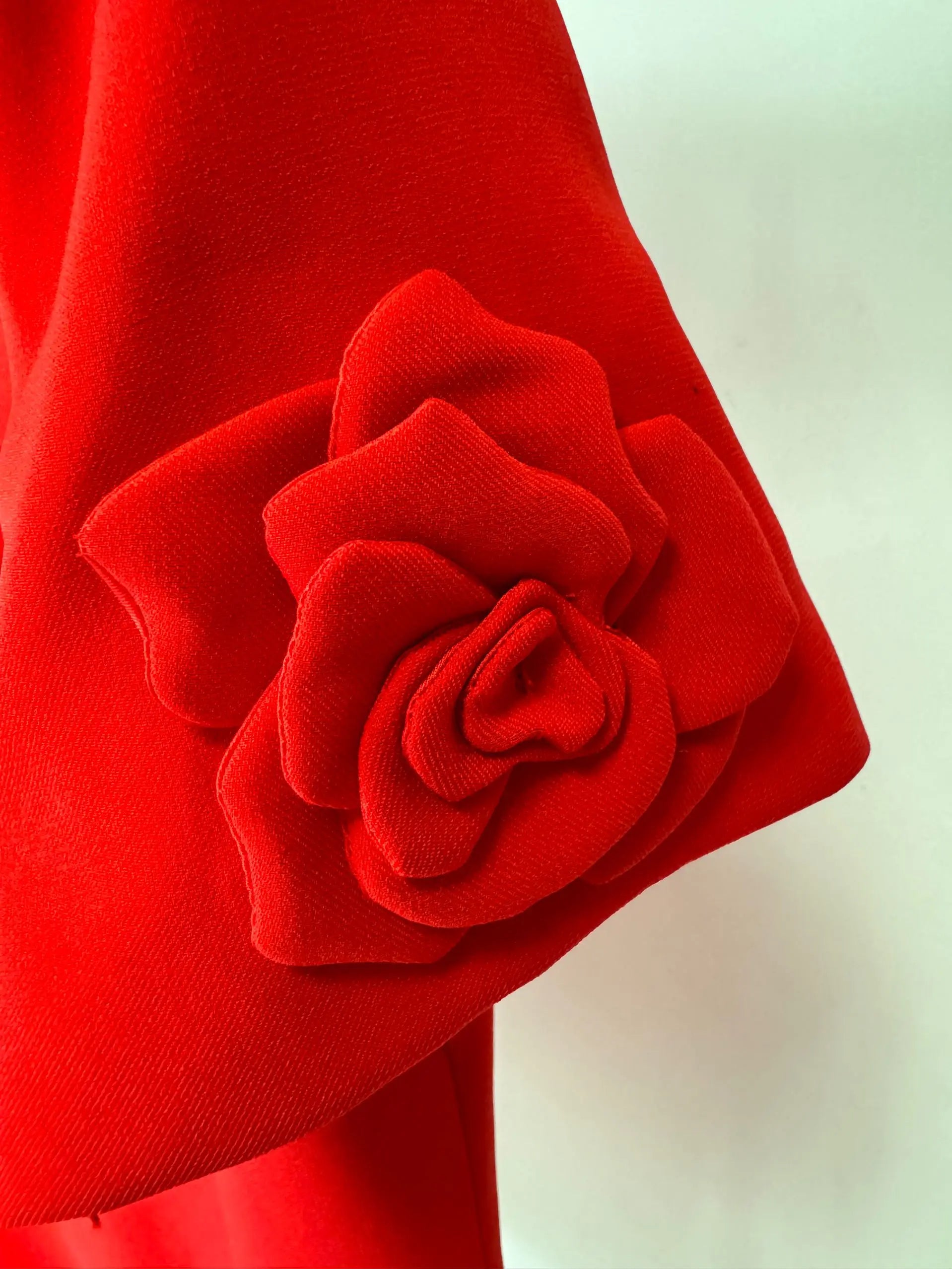 SELENA EMBROIDERED CREPE COUTURE MINI DRESS IN RED