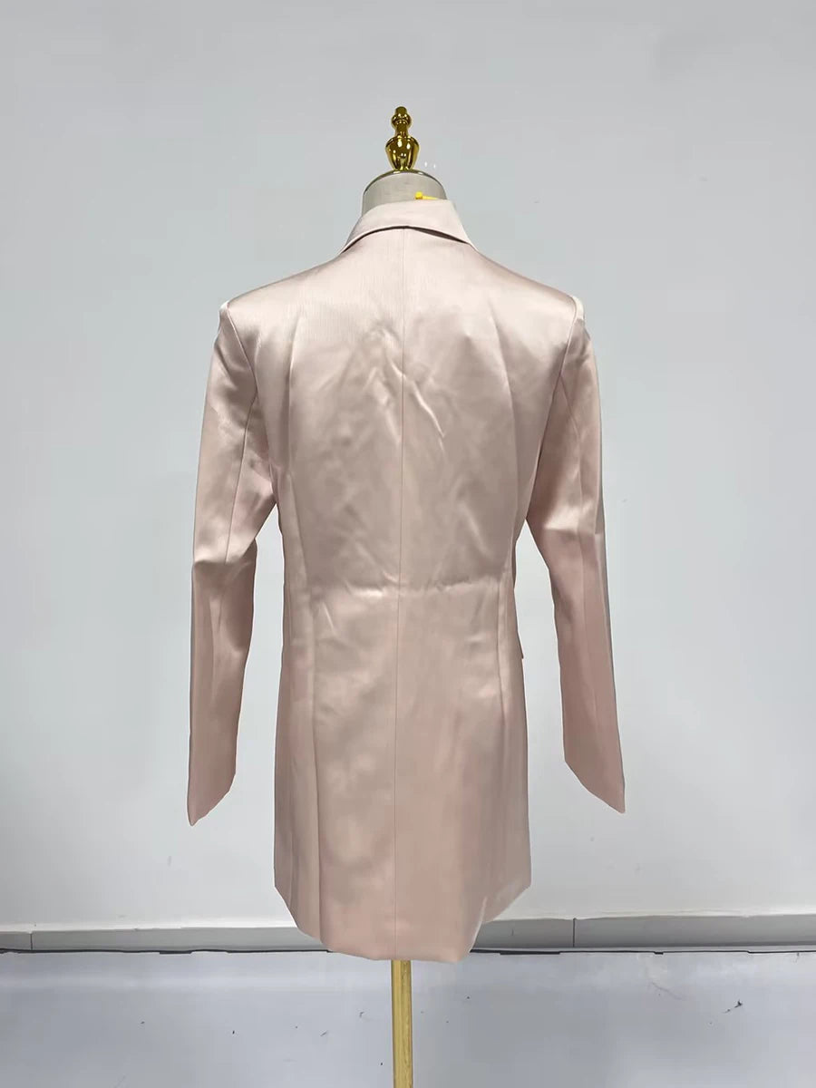 BREENDA ASYMMETRIC CLOSURE BLAZER IN PALE PINK