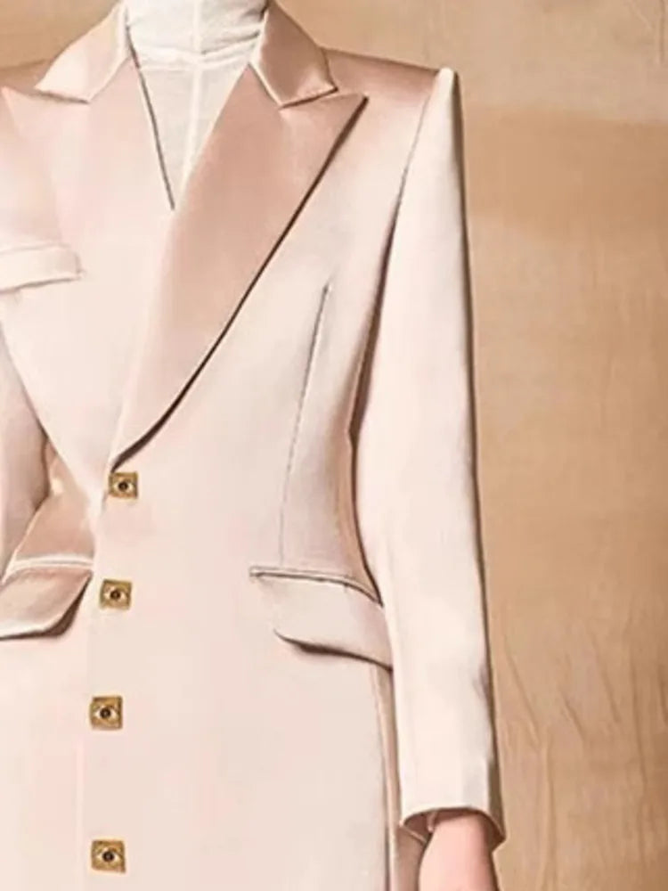 BREENDA ASYMMETRIC CLOSURE BLAZER IN PALE PINK