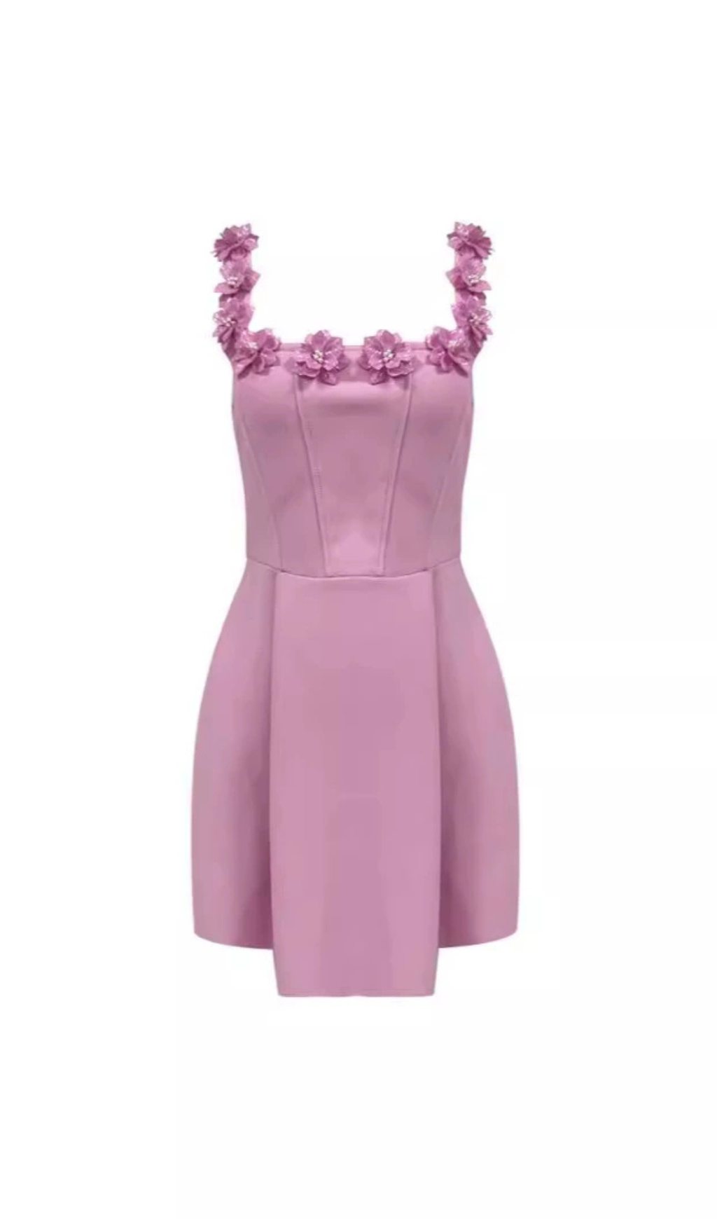3D FLOWER NECK MINI DRESS IN PINK