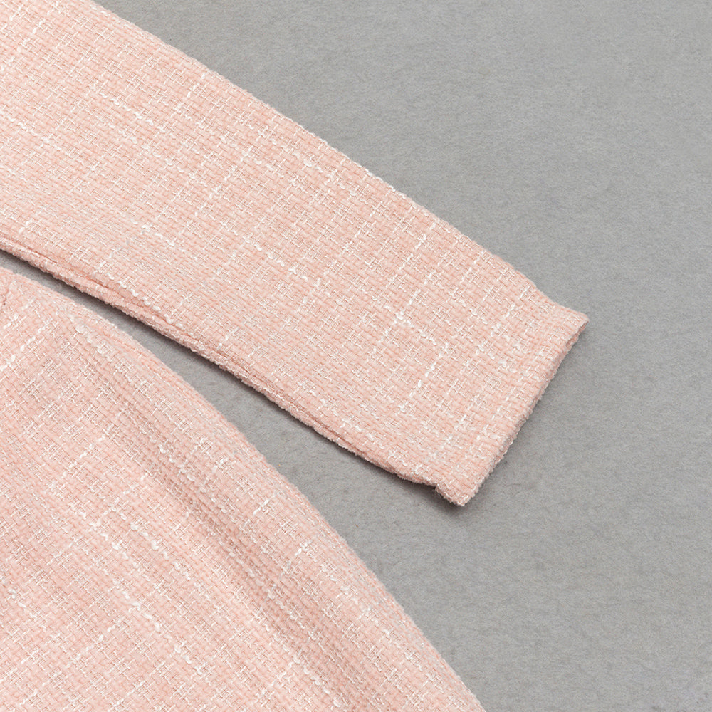 SUIT COLLAR METAL BUTTON RUFFLED MIDI DRESS-Ownci