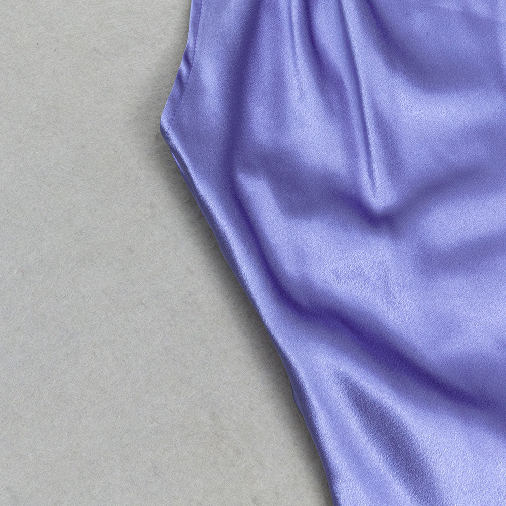 SLEEVELESS HALTER SATIN MAXI DRESS-Ownci