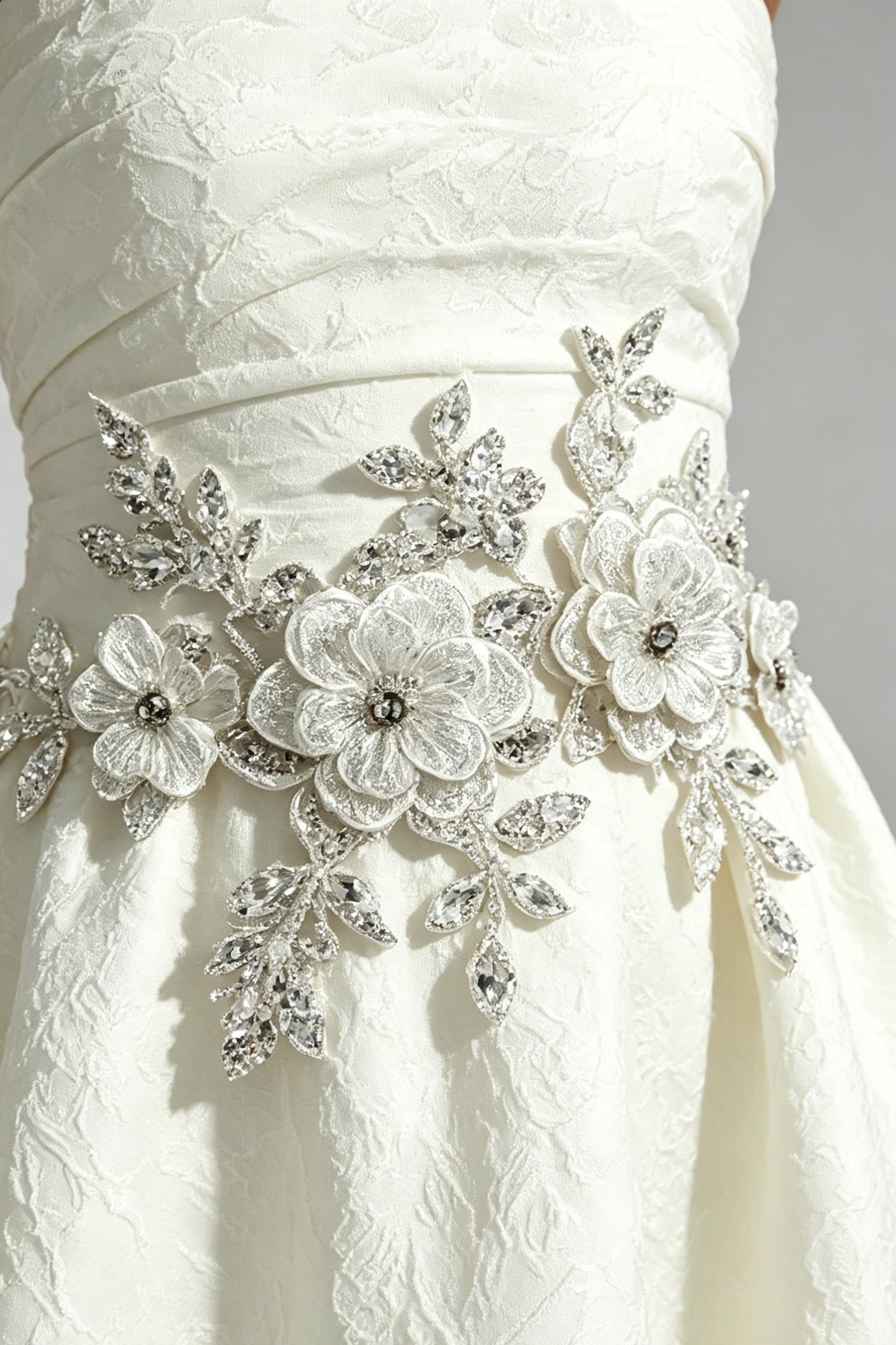 Lace Flower Embroidery Saoirse Midi Dress - Ivory